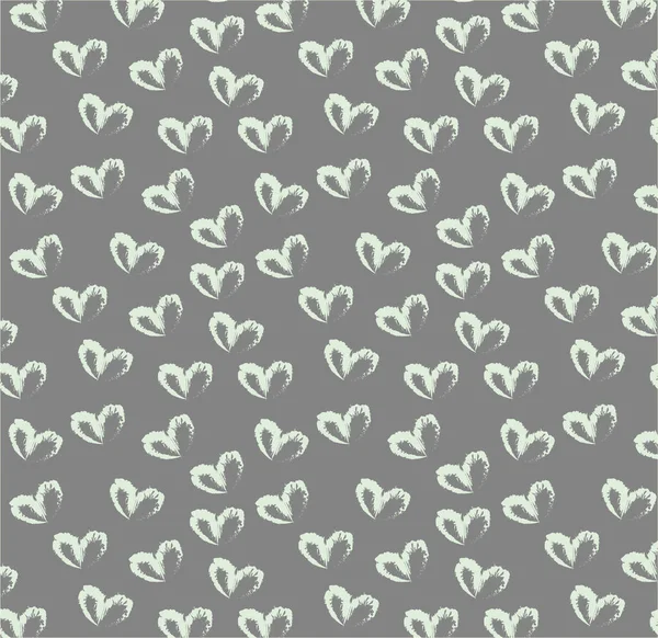 Bezešvé Vzor Ručně Kreslené Jednoduché Srdce Pastelové Zelené Barvě Šedém — Stock fotografie