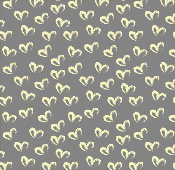 Bezešvé Vzor Ručně Kreslené Jednoduché Srdce Pastelové Žluté Barvě Šedém — Stock fotografie