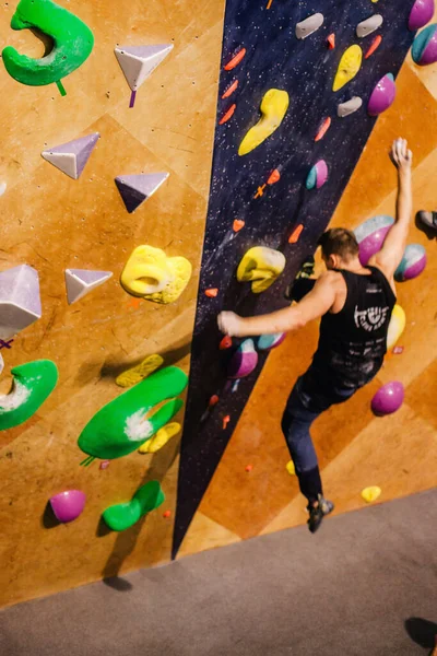 Ucrânia Kiev 2022 Competições Escalada Pedregulho Escalada Ginásio Espaço Foto — Fotografia de Stock