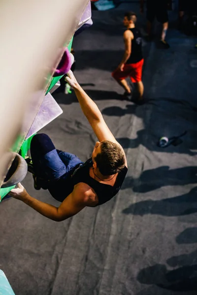 Ucraina Kiev 2022 Gare Arrampicata Bouldering Palestra Arrampicata Space Foto — Foto Stock