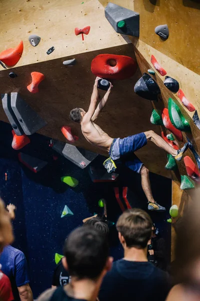 Ucraina Kiev 2022 Gare Arrampicata Bouldering Palestra Arrampicata Space Foto — Foto Stock