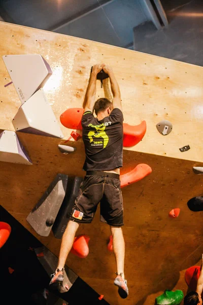 Ucraina Kiev 2022 Gare Arrampicata Bouldering Palestra Arrampicata Space Foto — Foto Stock