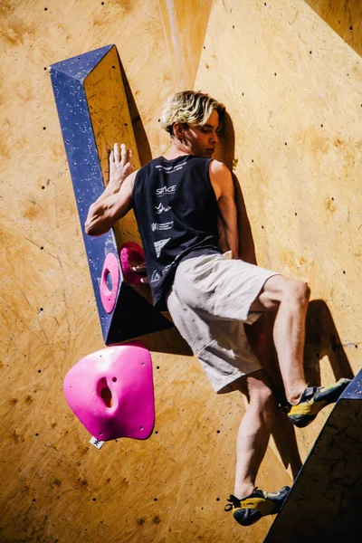 Ukraine Kiew 2022 Wettbewerbe Klettern Bouldern Kletterhalle Space Hochwertiges Foto — Stockfoto