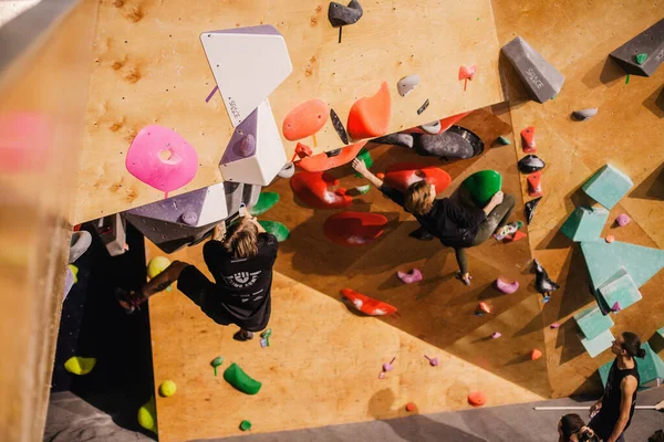 Ukraine Kiev 2022 Competitions Climbing Bouldering Climbing Gym Space High — Stock Photo, Image