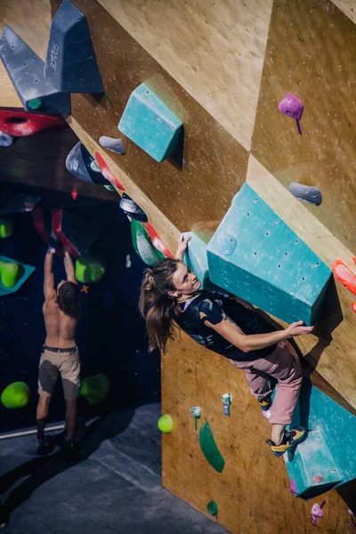 Ukraine Kiew 2022 Wettbewerbe Klettern Bouldern Kletterhalle Space Hochwertiges Foto — Stockfoto