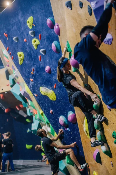 Ucrânia Kiev 2022 Competições Escalada Pedregulho Escalada Ginásio Espaço Foto — Fotografia de Stock