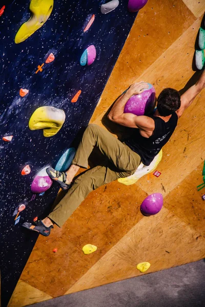 Ukraine Kiew 2022 Wettbewerbe Klettern Bouldern Kletterhalle Space Hochwertiges Foto — Stockfoto