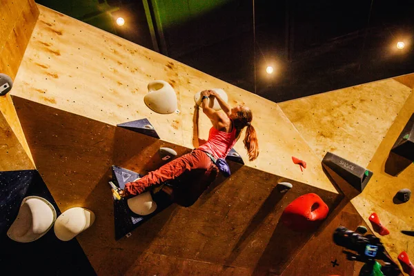 Ukraine Kiev 2022 Competitions Climbing Bouldering Climbing Gym Space High — Stock Photo, Image