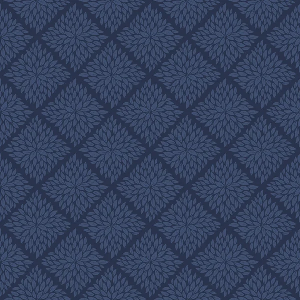 Feuilles Vectorielles Abstraites Sans Couture Motif Structure Damier Fond Bleu — Image vectorielle