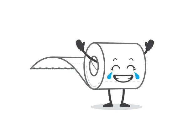 Вектор Смешной Милый Мультяшный Туалетной Бумаги Фигурка Изолированный Белом Фоне — стоковый вектор