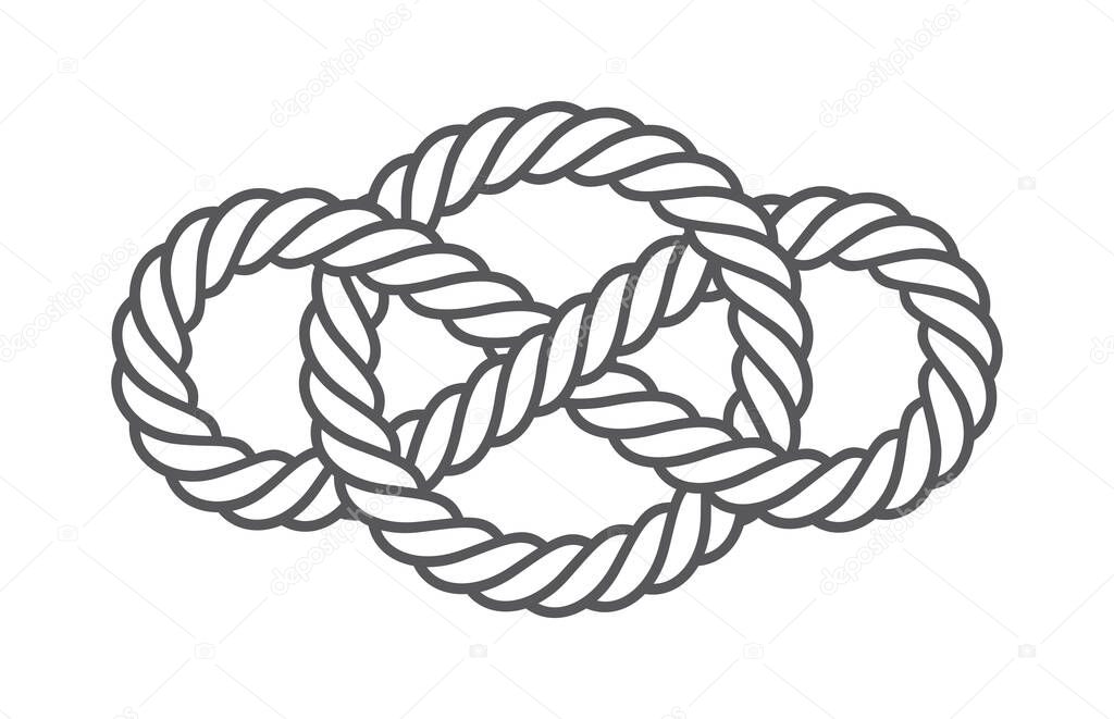 Vector celtic symbol infinitely intertwined rope. Isolated on white background.