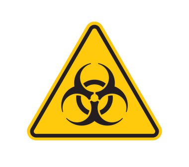 Vektör sarı üçgen işareti, biyolojik tehlike işareti. Beyaz arkaplanda izole.