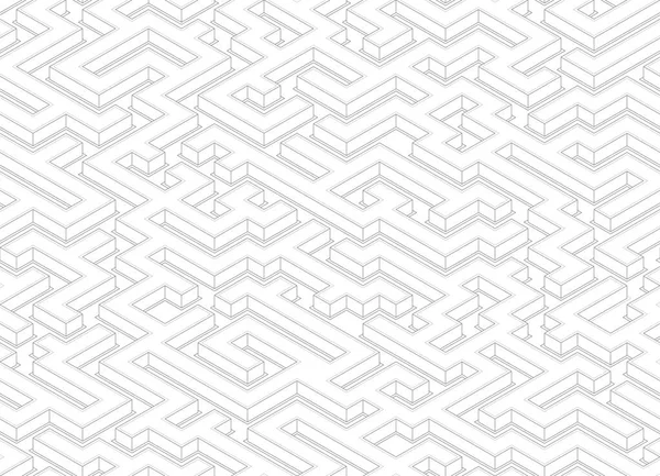 Vecteur Ligne Noire Géométrique Texture Transparente Isométrique Labyrinthe Fond Blanc — Image vectorielle