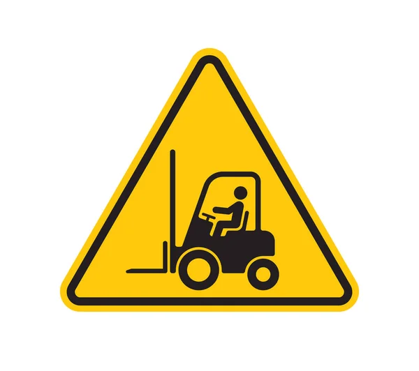 Vector Yellow Triangle Sign Forklift Sign Isolated White Background — Stock Vector