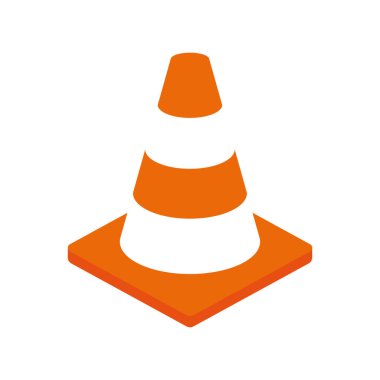 Vektör turuncu basit trafik konisi simgesi. Beyaz arkaplanda izole
