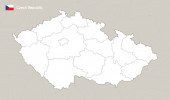 Jednoduchá vektorová mapa České republiky s vyznačenými regiony.