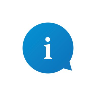 Mavi vektör işareti - Bilgi baloncuğu sembolü. Beyaz arkaplanda izole.