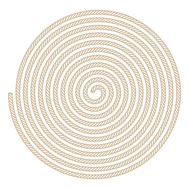 Vektör halatı spiral bir şekilde sarılmış. Beyaz arkaplanda izole. 
