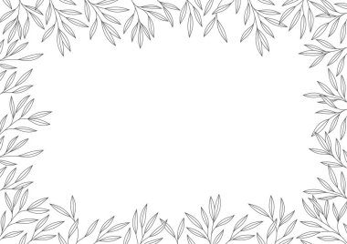 Vektör satırı çerçevesi A4 çerçeve yapraklı dallarla sınırlıdır