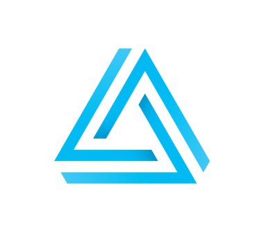 Mavi vektör ikonu Penrose üçgeni. Optik yanılsama. Beyaz arkaplanda izole