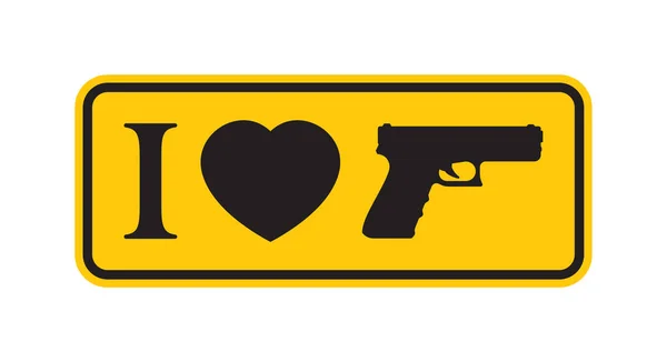 Símbolo Amarelo Vetorial Adoro Armas Isolado Sobre Fundo Branco —  Vetores de Stock