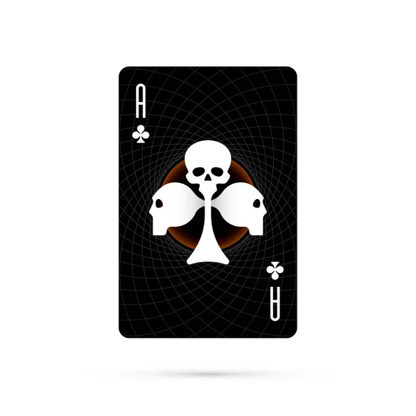 Διάνυσμα Μαύρο Παίζοντας Κάρτα Σταυρό Άσο Σχήματα Κρανίου Απομονωμένα Λευκό — Διανυσματικό Αρχείο
