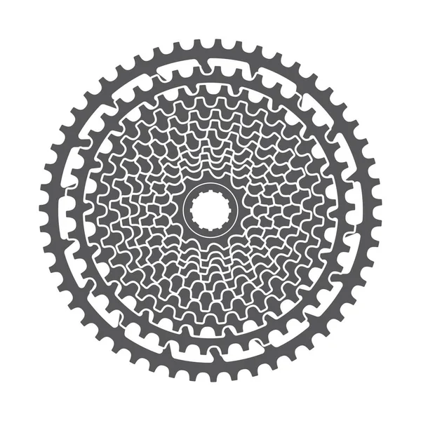 Vector Mtb Cassette Sprockets Isolated White Background — Stock Vector