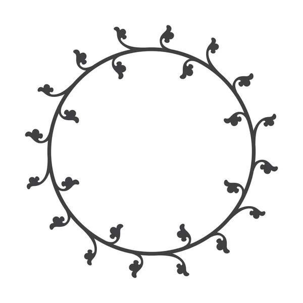 Vektor Konst Cirkel Gränsen För Svarta Kronblad Isolerad Vit Bakgrund — Stock vektor
