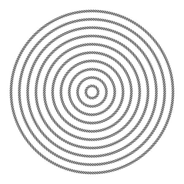 Vettore Dieci Cerchi Corda Nera Modello Isolato Sfondo Bianco — Vettoriale Stock