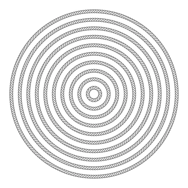 Vettore Dieci Cerchi Corda Nera Modello Isolato Sfondo Bianco — Vettoriale Stock