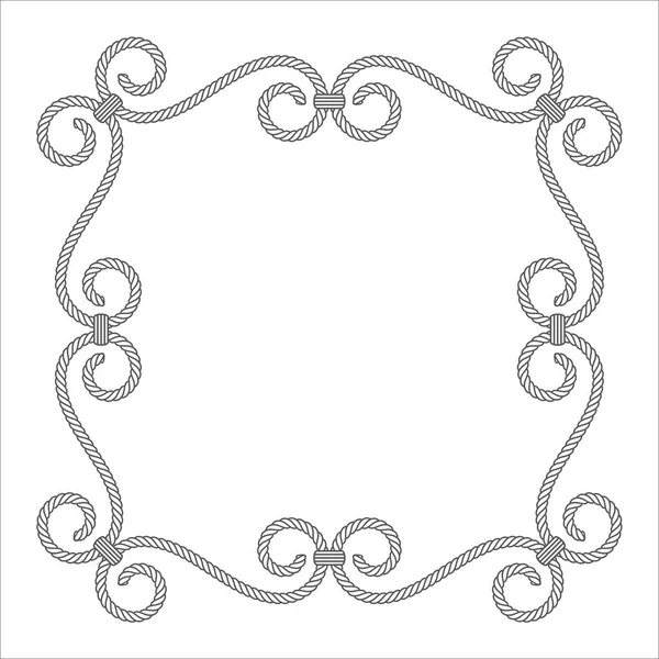Vector Square Frame Formed Twisted Rope White Background — Stock Vector