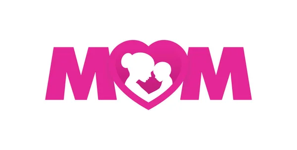 Vector Roze Inscriptie Mom Logo Met Hart Binnenin Hartfoto Van — Stockvector