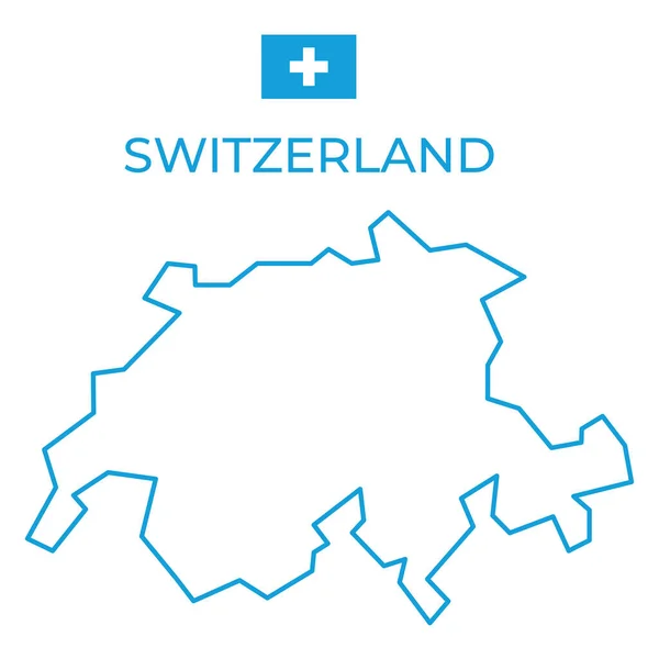 Vettoriale Semplice Mappa Blu Della Svizzera Con Bandiera Monocromatica Isolato — Vettoriale Stock