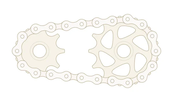 Engrenages Vectoriels Avec Chaîne Isolé Sur Fond Blanc — Image vectorielle