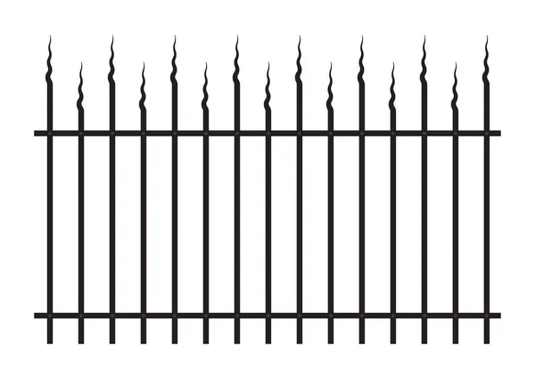 Винтажный Черный Железный Забор Копьями Изолированный Белом Фоне — стоковый вектор