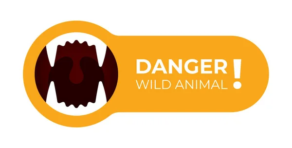 Vector Yellow Symbol Danger Wild Animal Beware Beasts Isolated White — Stock Vector