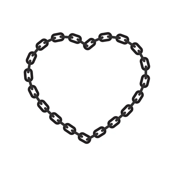 Coeur Vectoriel Créé Utilisant Une Chaîne Noire Isolé Sur Fond — Image vectorielle
