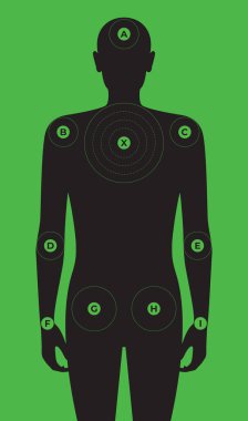 Vector anatomik insan hedefi. Yeşil arkaplan.