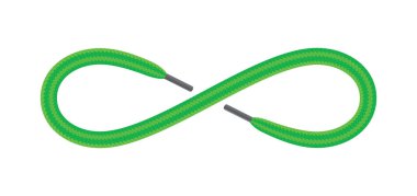 Yeşil bir ayakkabı bağcığı tarafından oluşturulan sonsuz vektör sembolü. Beyaz arkaplanda izole