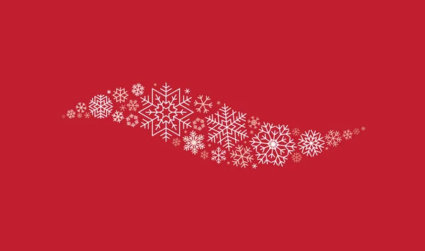 Rote Weihnachtskarte Mit Schneeflocken Die Eine Welle Bilden — Stockvektor