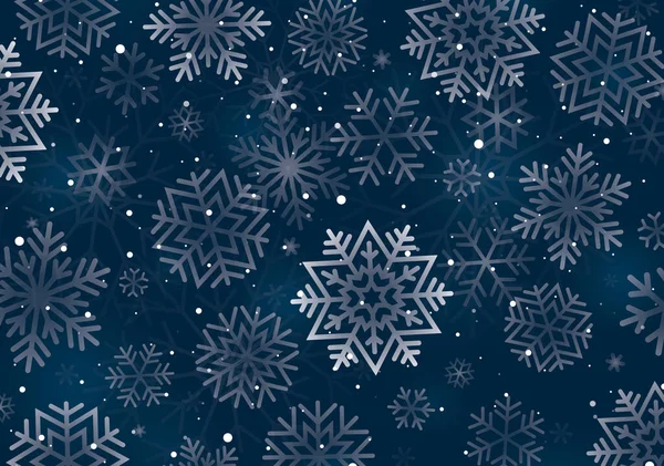 Vánoční Modrá Textura Sněhovými Vločkami — Stockový vektor