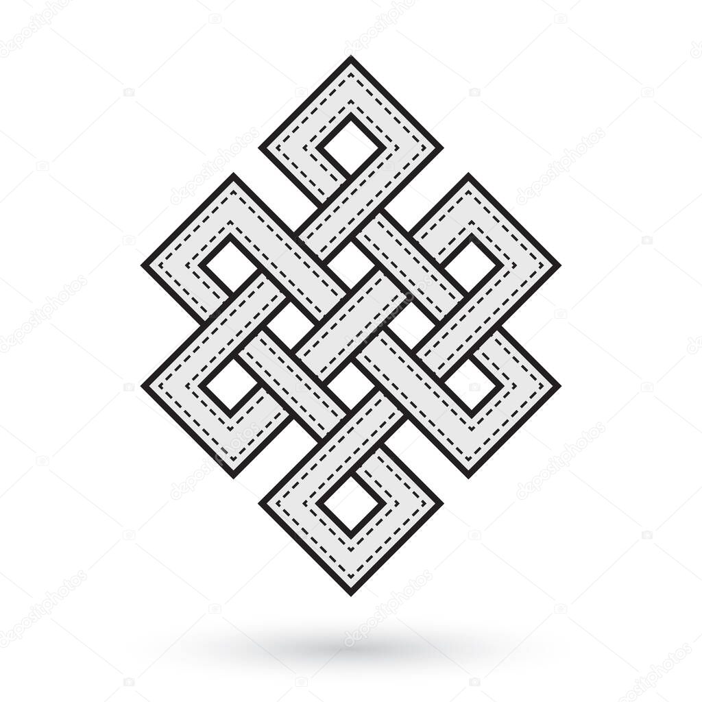 Vector black line tibetan geometric symbol. Isolated on white background.