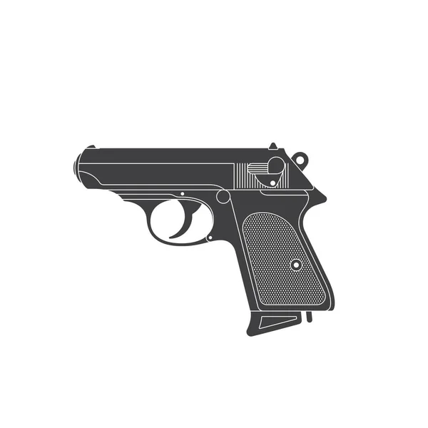 Vector Symbol Classic Handgun Isolated White Background — Stock Vector