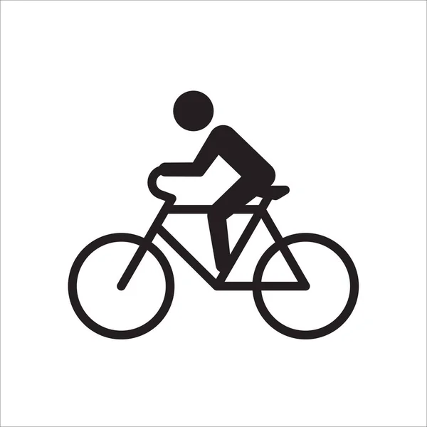 Bisiklet Süren Siyah Siluet Bir Bisikletçi Beyaz Arkaplanda Izole — Stok Vektör