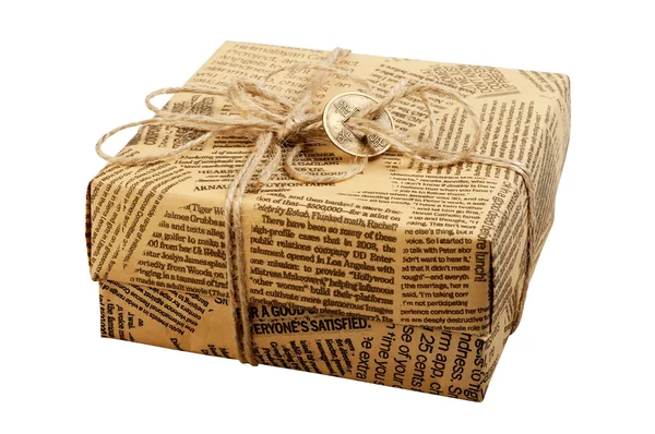 Gift box "Old Newspaper" — Stock Photo, Image