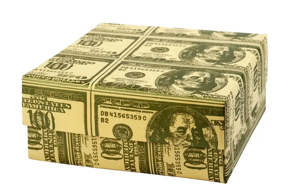 Dárková krabička "100 dolarů" — Stock fotografie