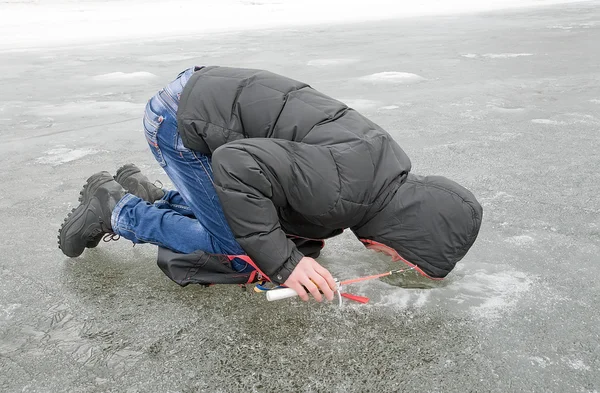 Ice fishing. — Stock Photo, Image