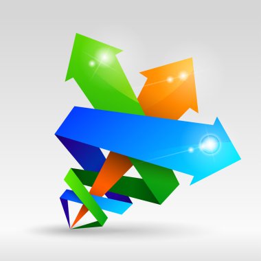 örnek metin için üç renkli oklar.