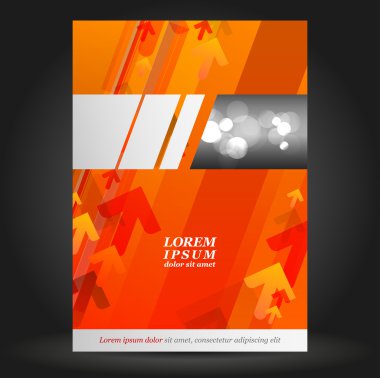 Kırmızı broşür kapak tasarımı ile okları.