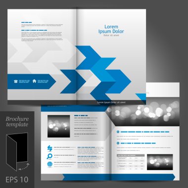 Brochure template design with blue arrows.